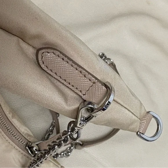 PRADA Re Edition Nylon 2006 Tessuto Beige Small Crescent Moon Bag - Picture 14 of 15